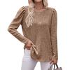 Women's Winter Tops Long Sleeve T-Shirt Round Neck Solid Color Fashion Button Tops