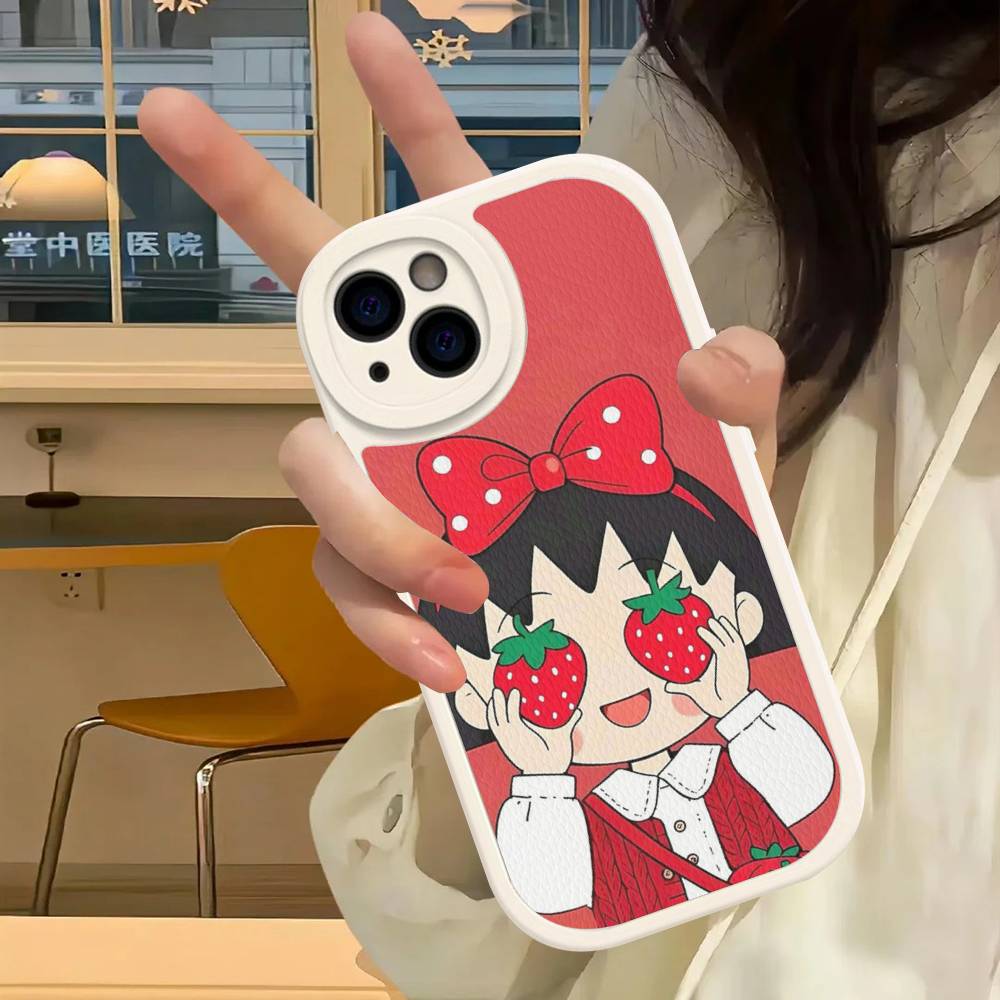 Anime Chibi Maruko Chan Phone Case For IPhone 16 15 14 13 12 11 Pro Max Plus Leather Cover