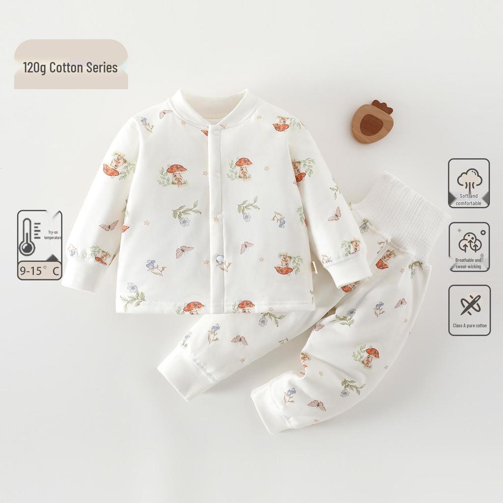Unisex Baby Quilted Cotton Padded Jacket & Innerwear Set - Thickened Winter Coat (120g)
