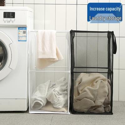 Large Foldable Square Mesh Laundry Basket with Handle - Portable and Ideal for Bathrooms