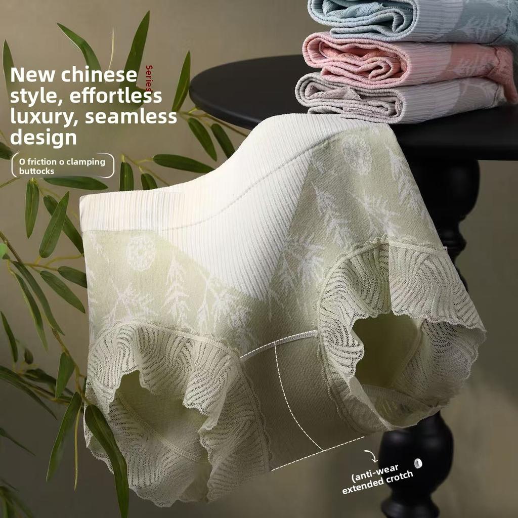 Ladies Spring and Autumn New Guofeng V-shaped Abdominal Inhibition 10A Pure Cotton Crotch Breathable Briefs