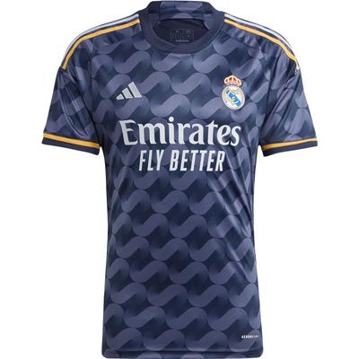 Adidas Real Madrid T-shirt Lettering Short-sleeved Children's Football Uniform Ink Blue Youth