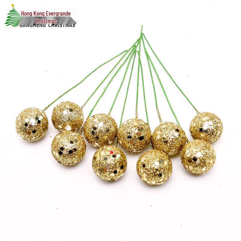 Glitter Foam Red Berry Decorations for Christmas Tree DIY and Photo Props