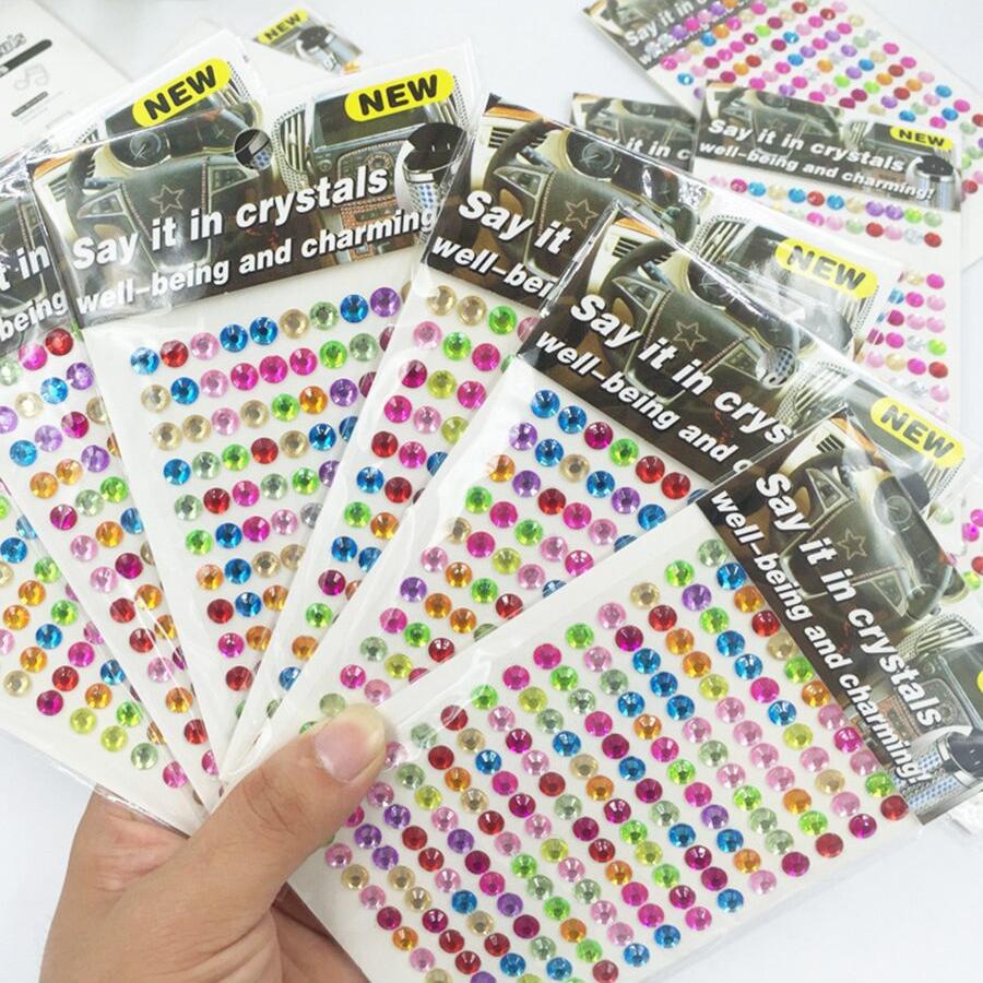 3pcs Color Self-adhesive Acrylic Crystal Sticker Drill Round Rhinestone Craft Jewels Gem Sticker for Scrapbook Diary Decoration