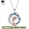 Rose Gold Koi Fish Zircon Pendant Necklace Women Elegant Cross Chain Choker Lightweight Hypoallergenic Daily Wear Jewelry