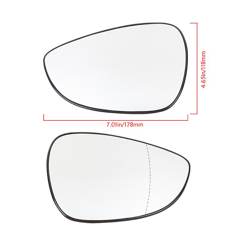 Car Wing Mirror Glass Heated with Backing Plate for Ford Fiesta MK7 2008-2017,Clear Anti-fog Rear View Door Side Mirror Replacement Parts
