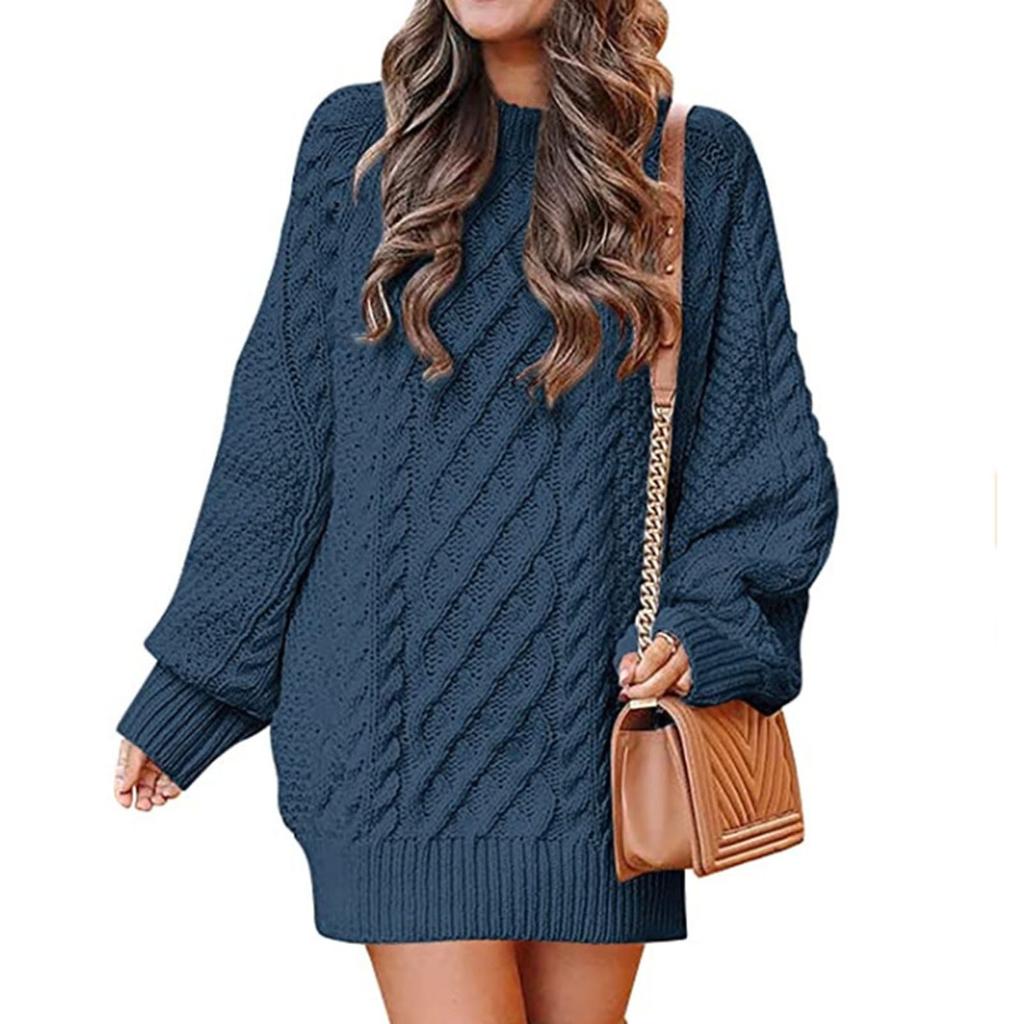 Women's Fashion  And Winter Round Neck Long-Sleeved Warm Sweater Top