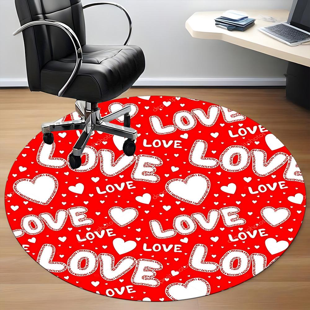 1pc Love, Heart Carpet for Office Non-Slip, Round Carpet, Soft & Comfortable, Carpet for Office, Lightweight Round Floor Mat