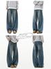 Men's Retro Patchwork Scimitar Jeans: Loose, Oversized, Deconstructed Wide-Leg Pants