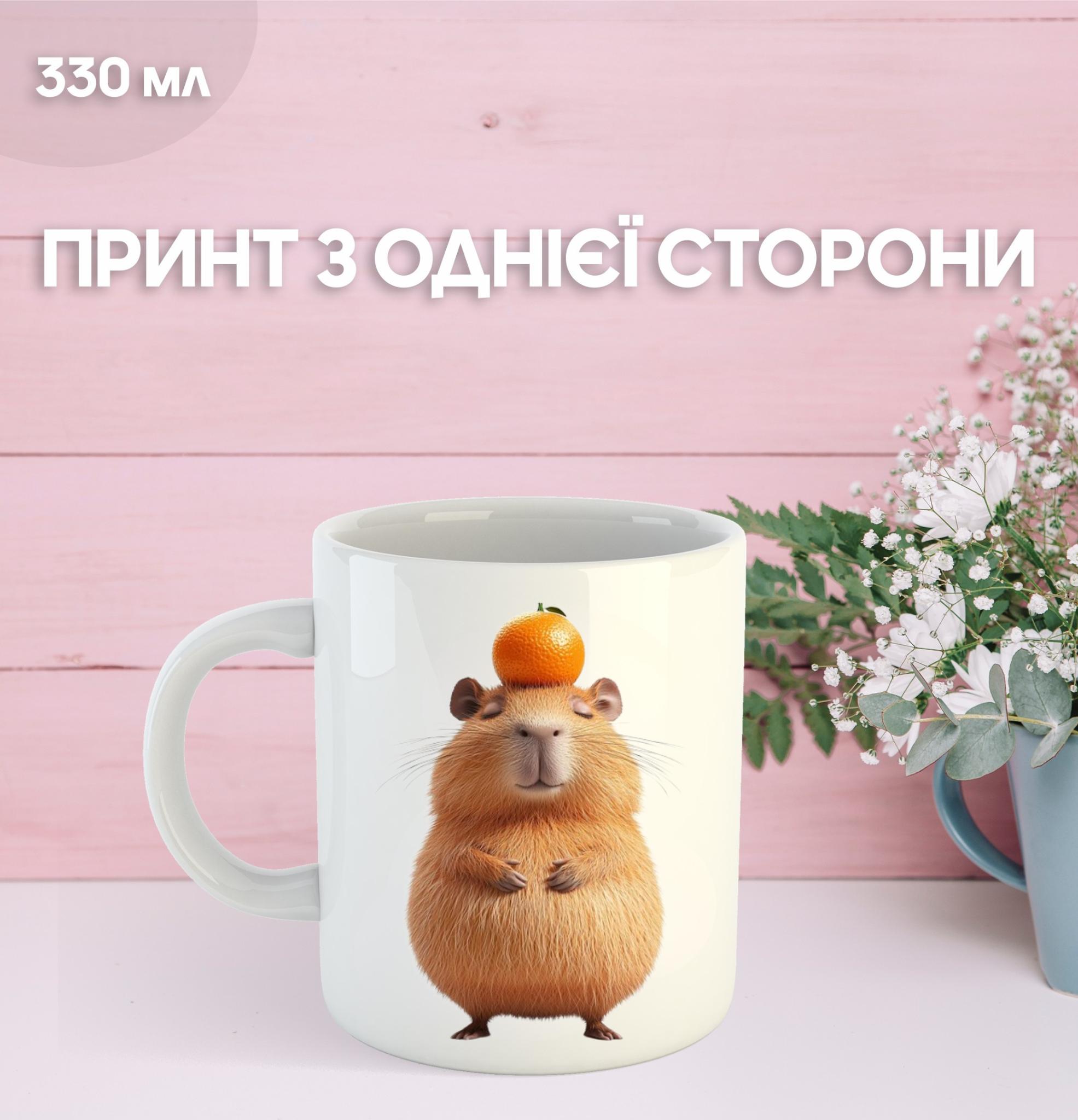 

Кружка Капібара з принтом керамічна чашка capybara 330 мл 9.5 білий