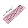 Gaming Keyboard USB Round 104 Keycaps Backlit Ergonomic Fodable Feet Multimedia Keys Wired Keyboard for Desktop Laptop