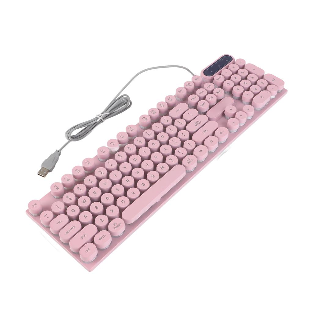 Gaming Keyboard USB Round 104 Keycaps Backlit Ergonomic Fodable Feet Multimedia Keys Wired Keyboard for Desktop Laptop