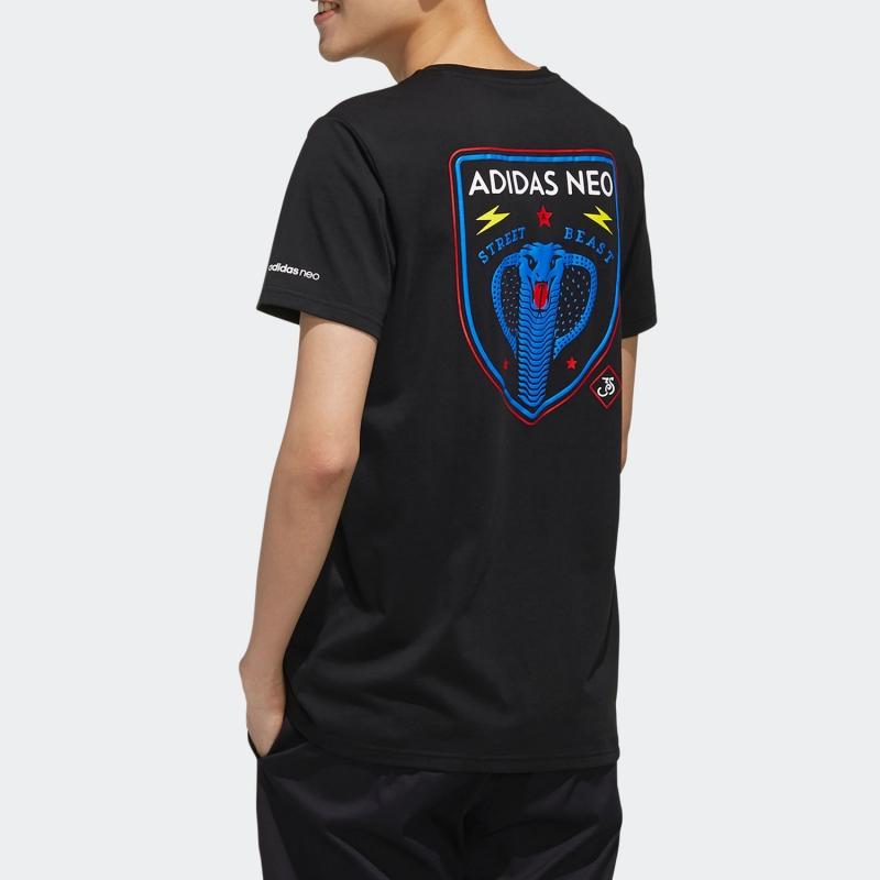 Adidas Neo Fun Print Sports Crew Neck T-Shirt Men Tops Black EI4529