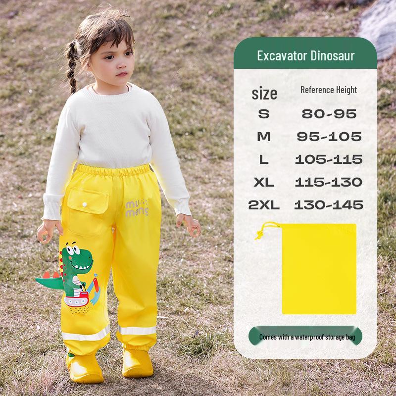 Mu Meng Kids  Dinosaur Rain Pants - Waterproof Oxford Cloth for Boys & Girls L