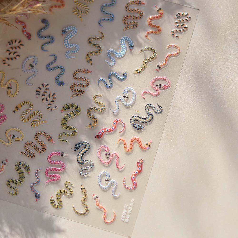 Nail Accessories Chinese New Year Nail Sticker 3D Pearl Bow Snake Nail Decoration  Lady/Girls