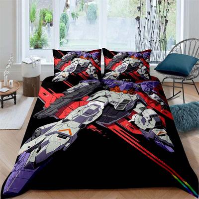 Cartoon/Anime Mobile Suit Gundam Bedding Set, Printed Single Duvet Cover and Pillowcase 3-Piece Set, Available In Children's and