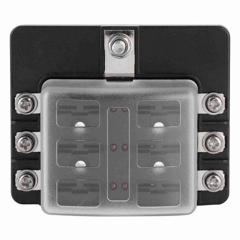 Fuse Holder PBT Box 6 Way Block Board with LED Indicator for Car Marine Boat Yatch