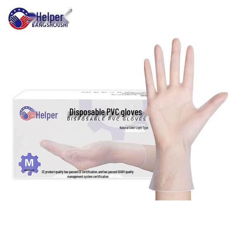 Helper s Disposable PVC Gloves (M, 100-count)