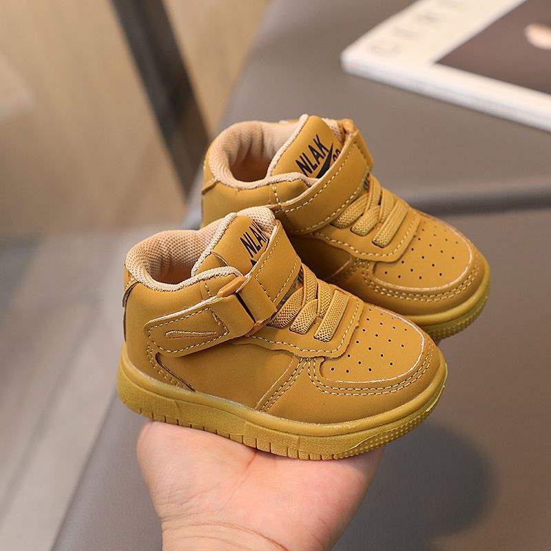 

Autumn and winter new children s sports shoes boys high-top board shoes girls white shoes Korean version of fashion children s basketball shoes inner length 16.0cm 26 yards
