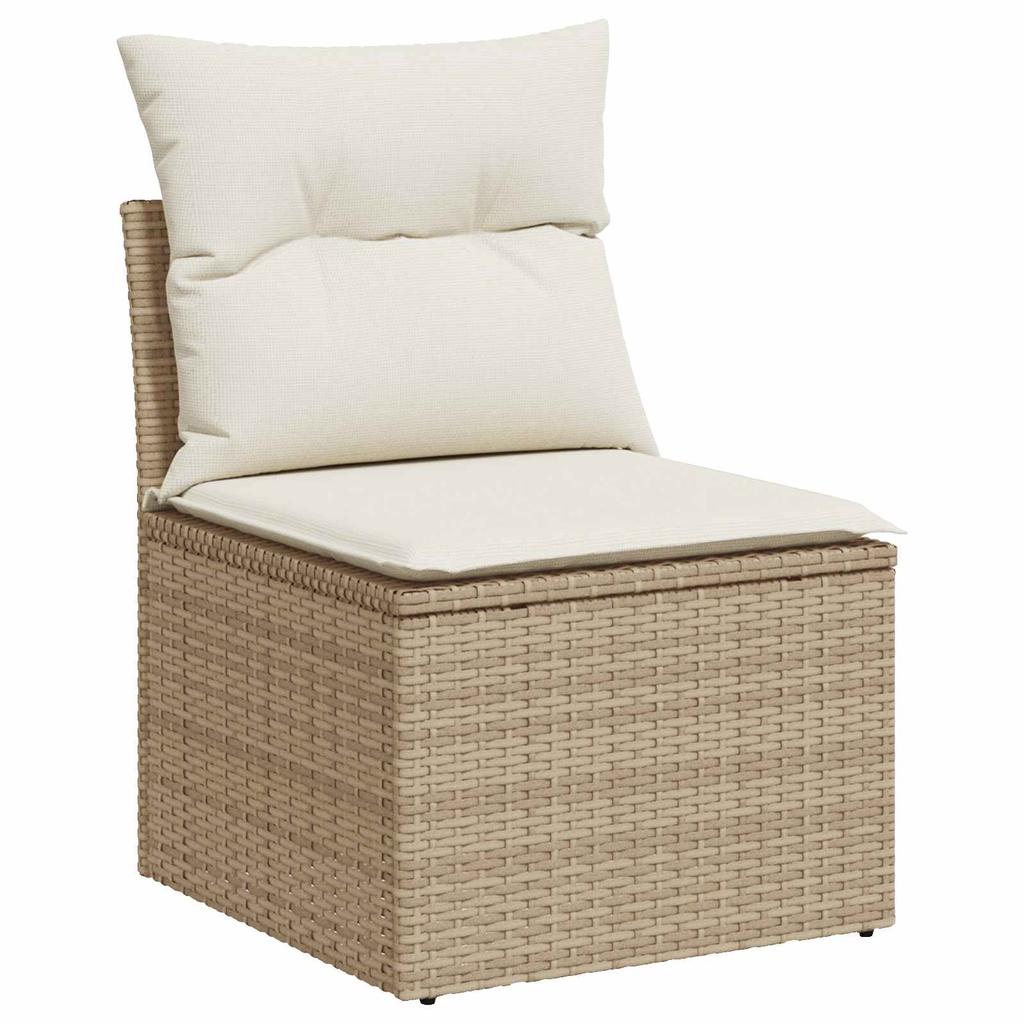 Sofa Set 8 Pcs Beige and Cream White Poly Rattan and Steel