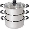 Konan Original Stainless Steel 3-Tiered Pot with Steamer and Glass Lid, 26cm (For Direct Heat) KHM05-2037