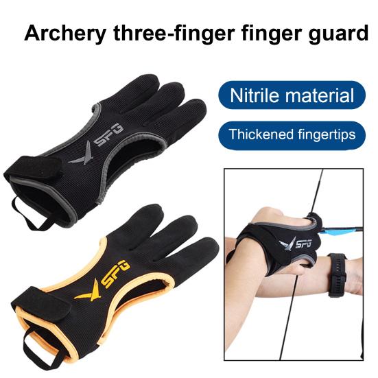 1Pcs Archery Protective Glove 3 Fingers Thickened Fingertip Left Right Hand Universal Traditional Recurve Bow Archery Shooting Guard for Archery