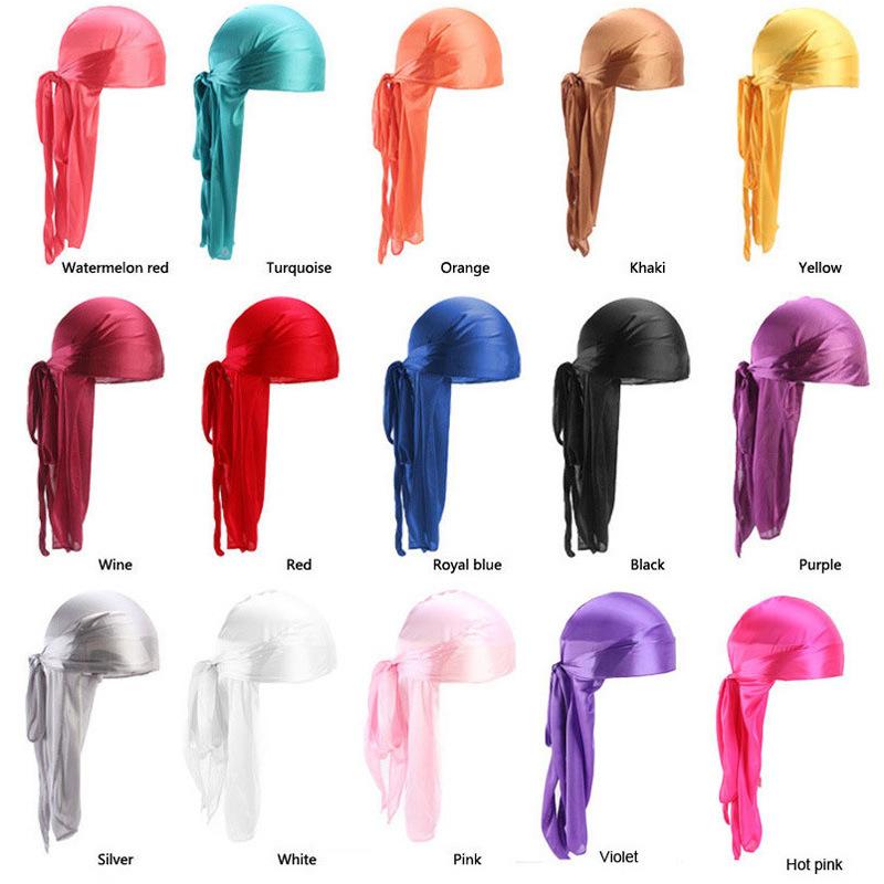 Men'S Silky Durags Bandanas Turban Hat Wigs Satin Durag Biker Headwear Headband Hair Accessories Extra Long Tail Du-Rag