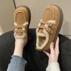 Fashion Women Clogs Platform Round Toe Loafers With Fur Casual Winter Retro New Slip-on Solid Rubber Buckle Female Sneakers Creepers Str