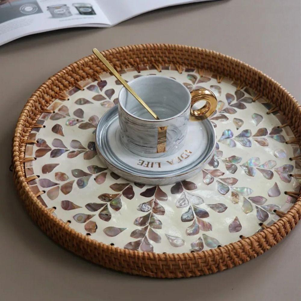 Rattanflechten Rattan Muschelschale Tablett Runde Brotkörbe Tablett Flechten Obstkorb Badezimmer