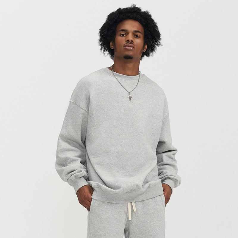 2026 FOG Sweatshirt Men 380G Fleece Lined Heavyweight Crewneck Oversized Earth Tone Streetwear Pullover
