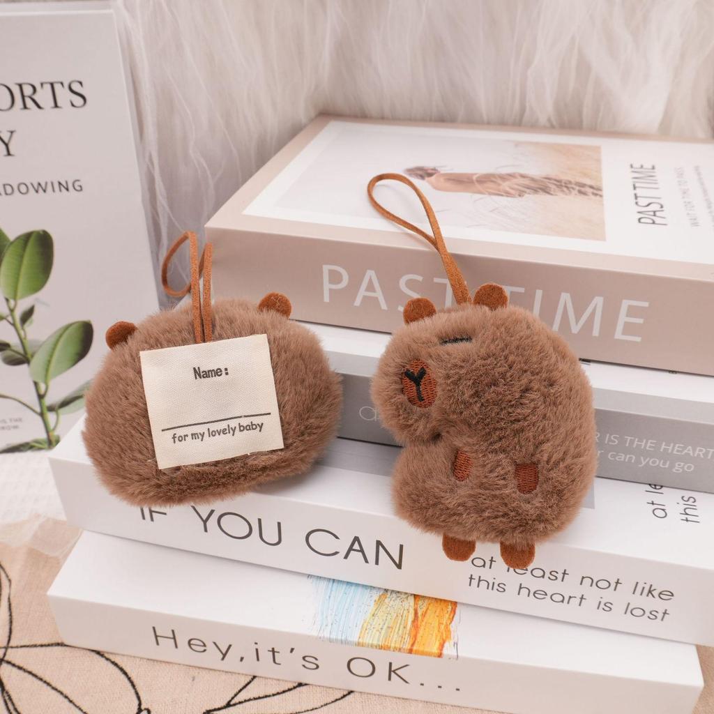 Capybara Plush Keychain with Name Tag - Backpack Ornament & Gift for Friends/Couples (Autumn/Winter)