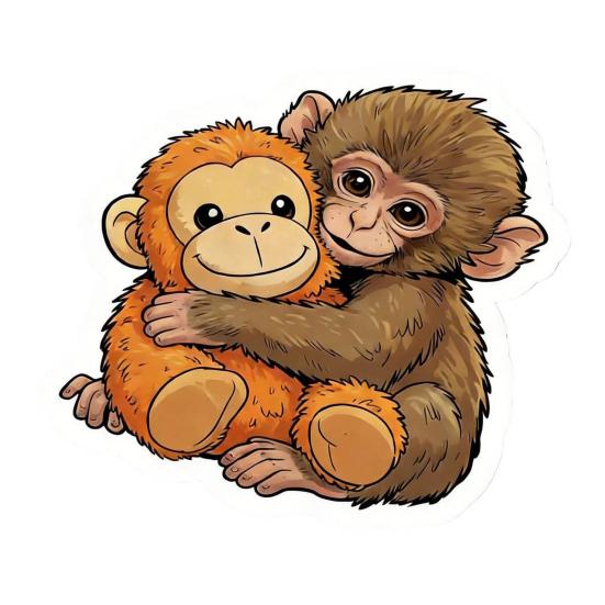10 Sheets Funny Monkey Hugging Plush Toy Stickers Quirky Vinyl Decals for Laptops Water Bottles Luggage Skateboards Waterproof DIY Crafts
