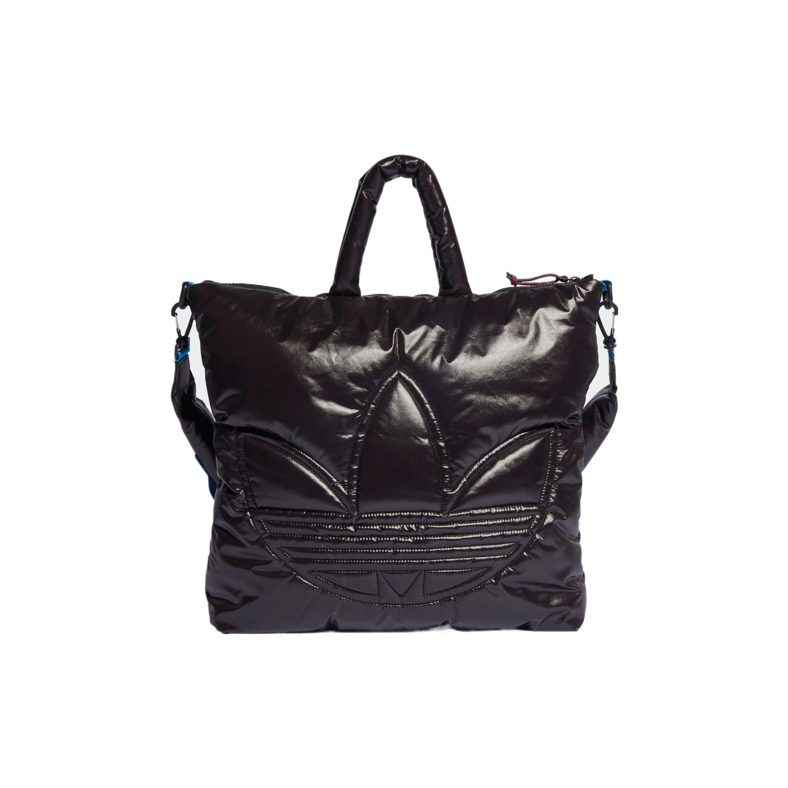 Adidas Originals Zipper Closure Recycled Nylon Tote Shopping Bag Unisex Tote Bags Black IS0460 Black