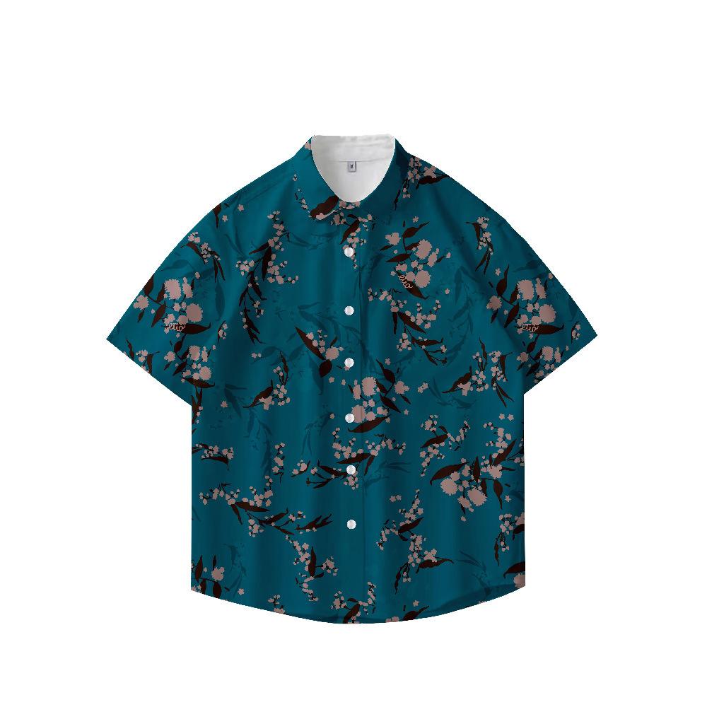 Summer 3D Printed Short Sleeve Flower Shirt Men'S Vintage Hawaiian Beach Casual Loose Men'S Large Size Shirt