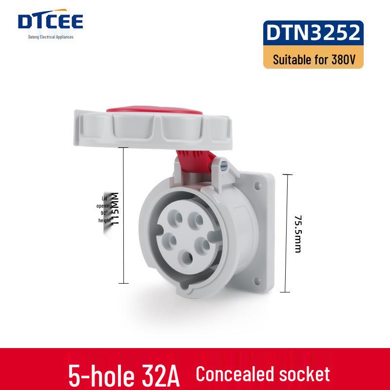 IP67 Waterproof Aviation Connector, 3-4-5 Core, 16/32A, Three-Phase Four-Wire, Non-Explosion-Proof