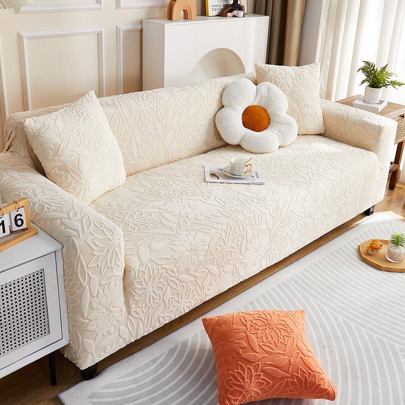 Camellia Ganzjahres-Sofabezug-Set, universell einsetzbar, Jacquard-Samt, rutschfest, kratzfest