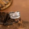 Thumb Ring Geometric Lines Shape Adjustable Opening Design Finger Ring Stainless Steel Finger Band Versatile Jewelry Gift