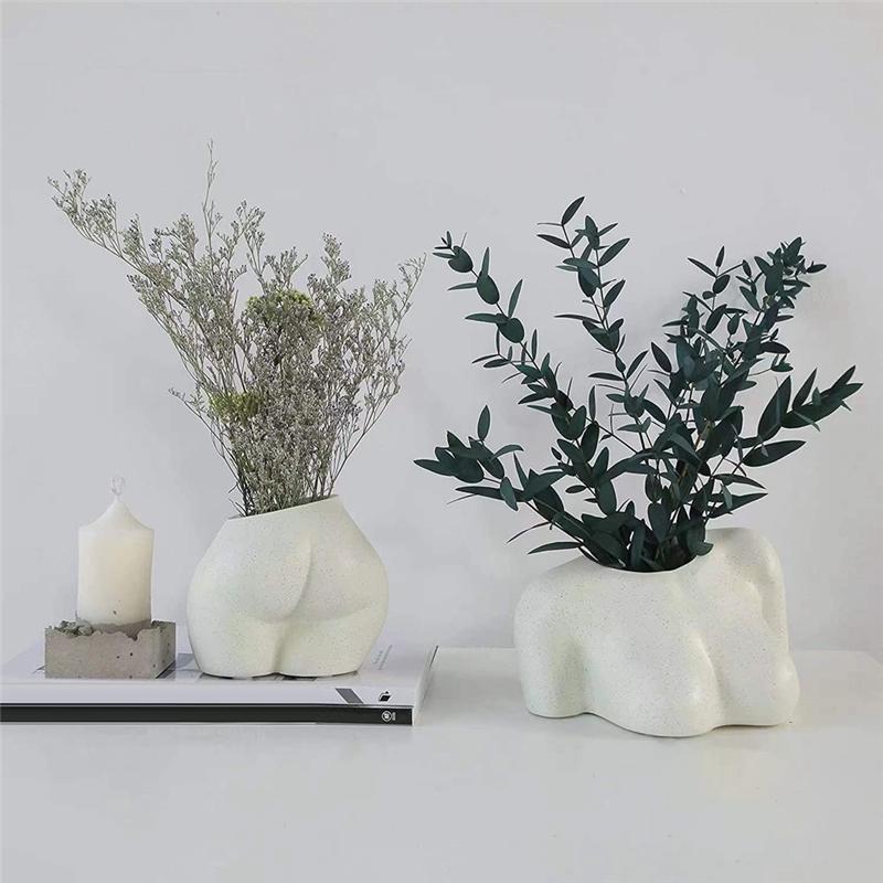 Mini Doniczka Dolnej Części Tułowia Kształt Kobiecego Ciała Doniczka z Otworami Drenażowymi, Żywiczna Doniczka na Rośliny, Uroczy Świąteczny B