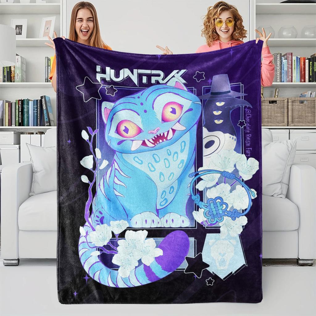 K-POP Dämonenjäger Thema Flanelldecke, Heiße Anime-Print Überwurfdecke, Fan-Geschenkdecke, Lässige Warme Decke