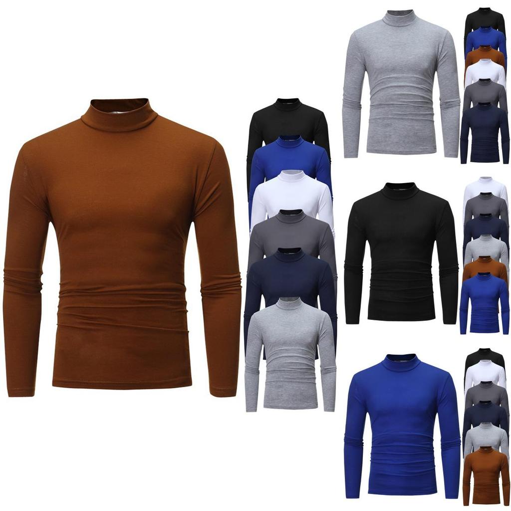 Men's Warm High Neck Solid Color Pullover Jumper Sweater For A Stylish Look
