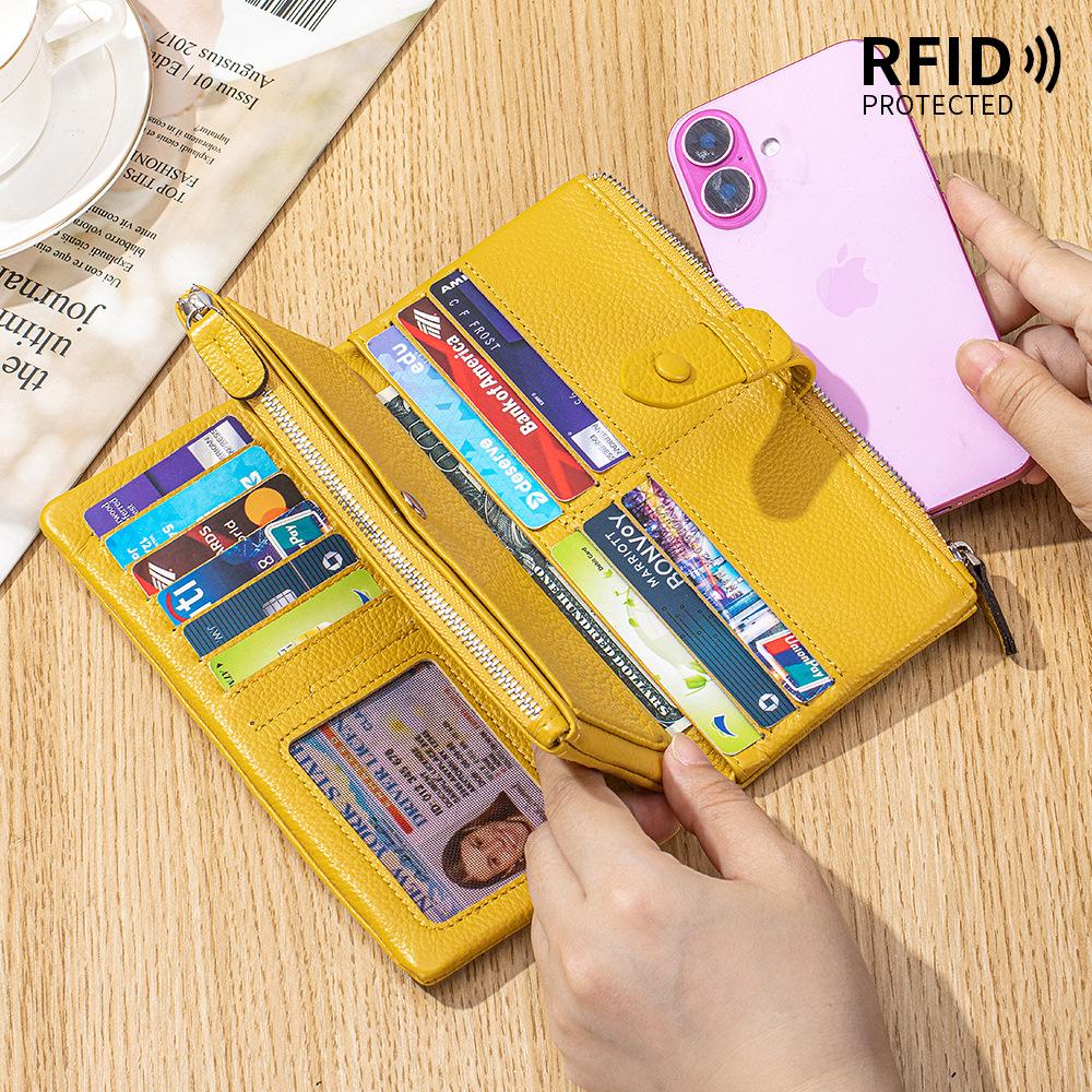 Long Clutch Bag, Soft Leather, Multi-function Wallet, Large-capacity Mobile Phone Bag, Multi-card Position, Removable Card Bag.