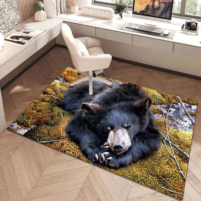 1Pc Black Bear Rug - home decoration Carpet For Living Room Bedroom Flooring Computer Chair Area Rug