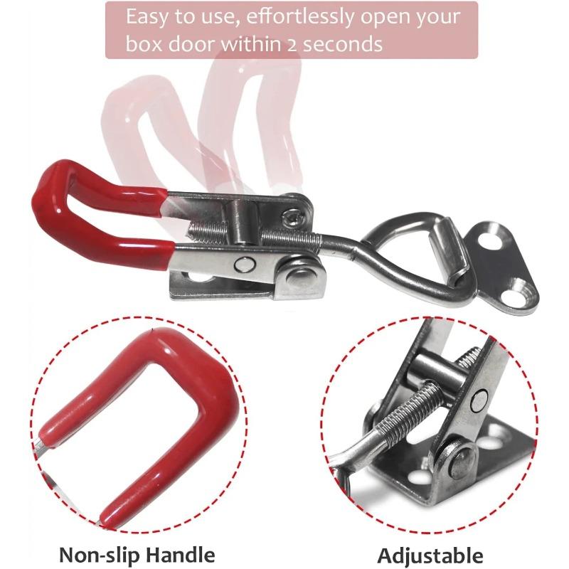 1~8PCS Iron Galvanized/Stainless Steel Adjustable Toggle Clamp Catch Clasp Quick Release Clamp Anti-Slip Push Pull Toggle Clamp