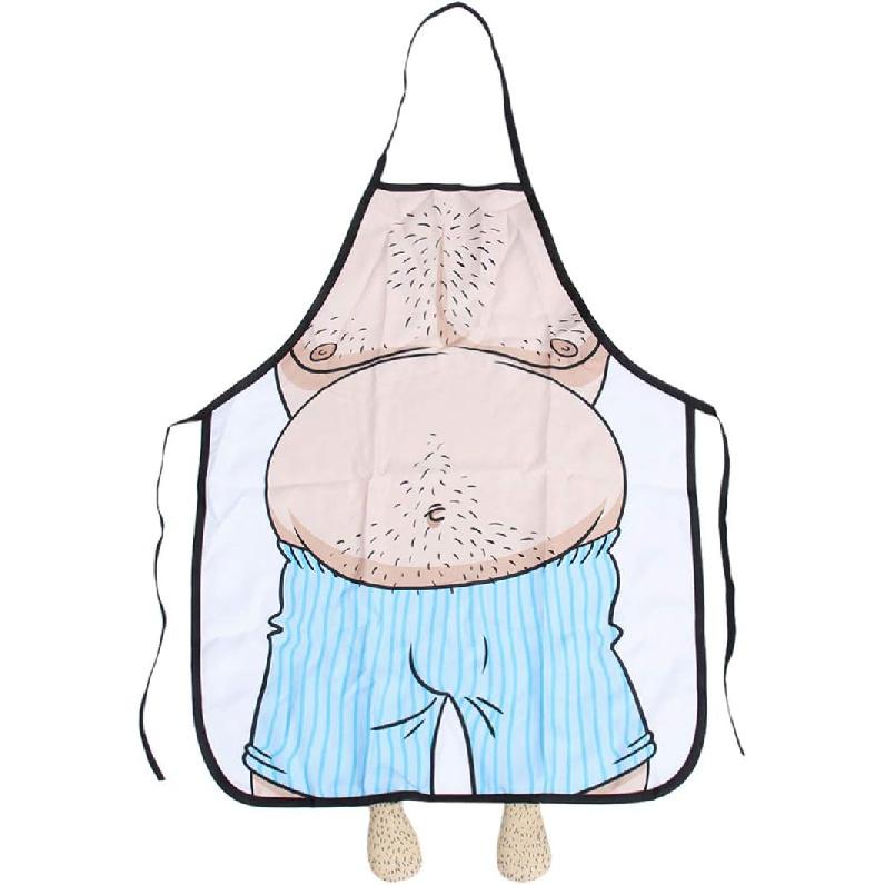 Funny Men Cooking Grilling Aprons Novelty Cooking Apron Belly Apron for Men Funny Costume Kitchen Belly