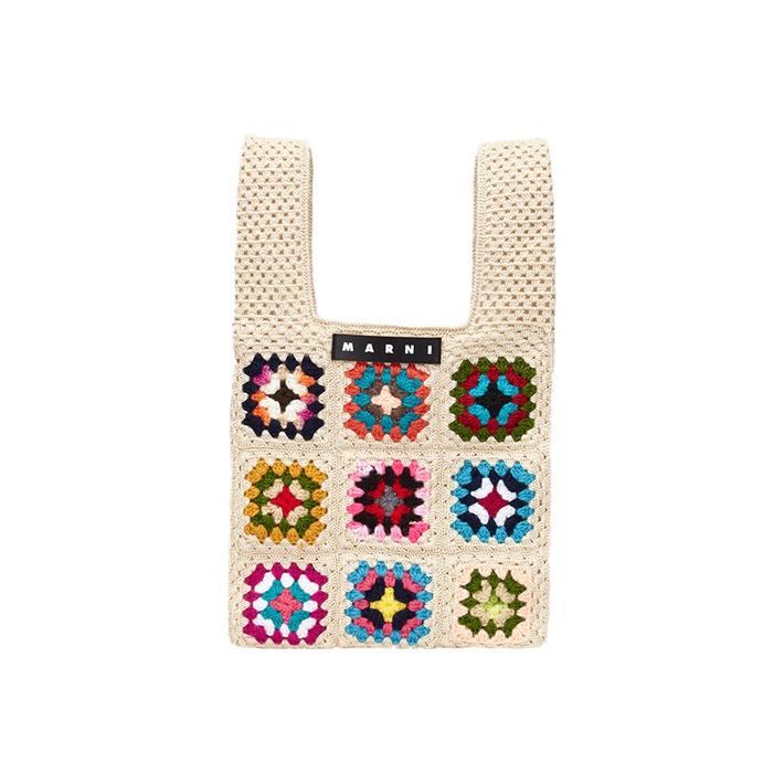 Marni Blossom Garden Market Woven Strapless Fish Bag Cotton Tote Women bags Multicolor SHMH0011Q0FC001JQW16 Basic Set (Bag+Dust Bag)