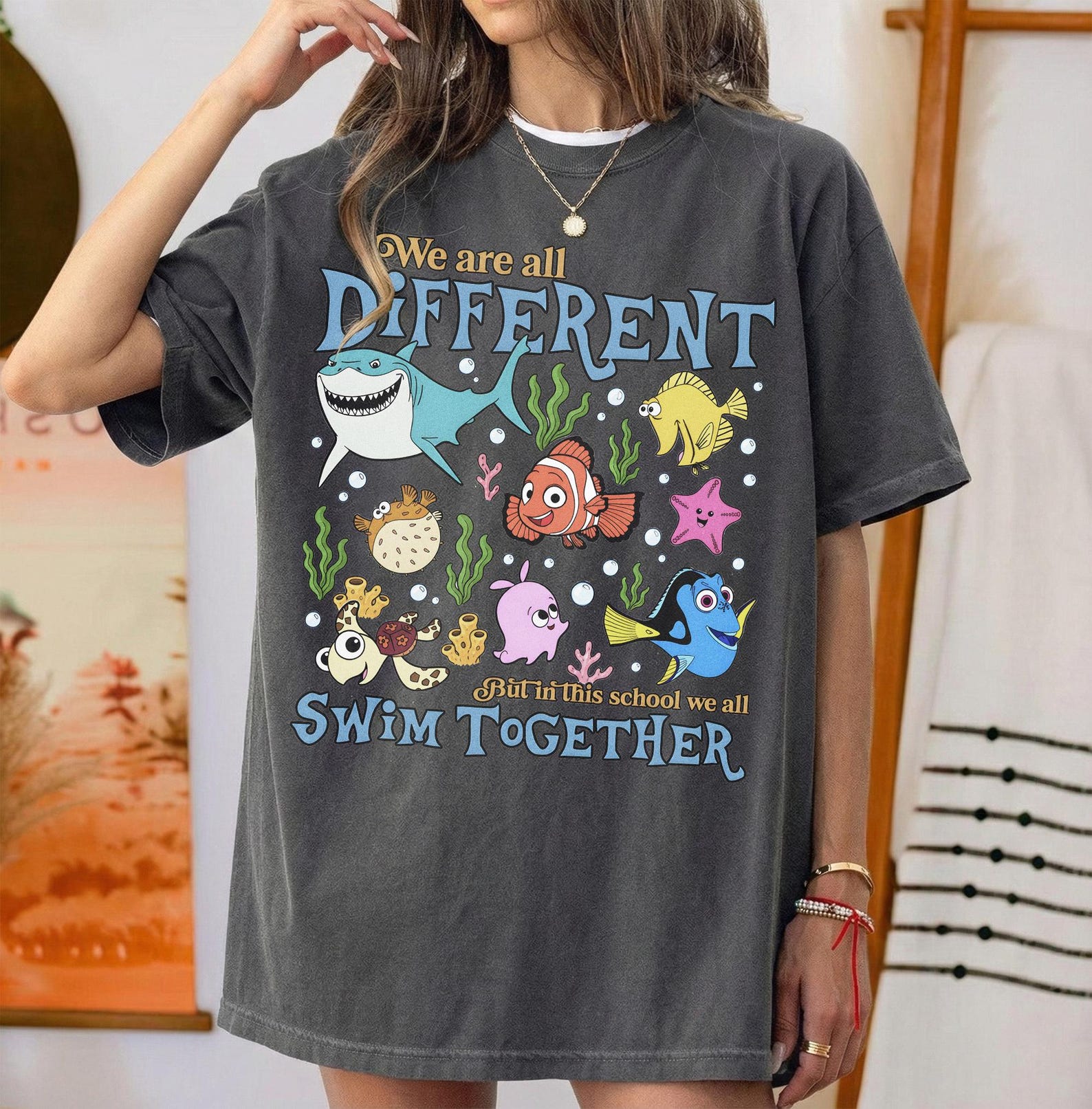 We Are All Different Shirt, Swim Together Teacher Tee, Ocean Animals School Shirt, Autism Acceptance Gift, Back To School Teacher Tee XL