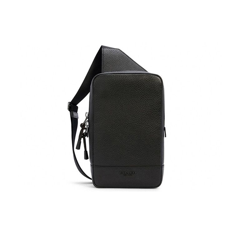 

Coach Turner 16 Solid Color Logo Leather And Fabric Crossbody Bag Men Crossbody Bag Black C2950-QBBK Basic Set (Bag+Dust Bag)
