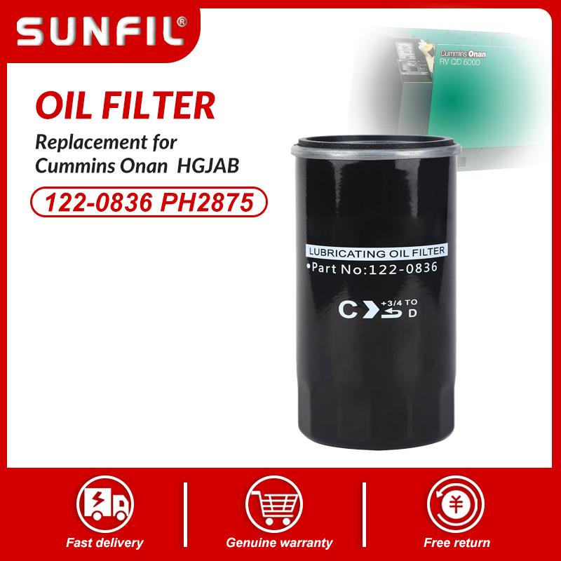 122-0836 PH2875 Oil Filter Replacement for Cumm Onan HGJAB 5500 5000 RV Marquis Generator