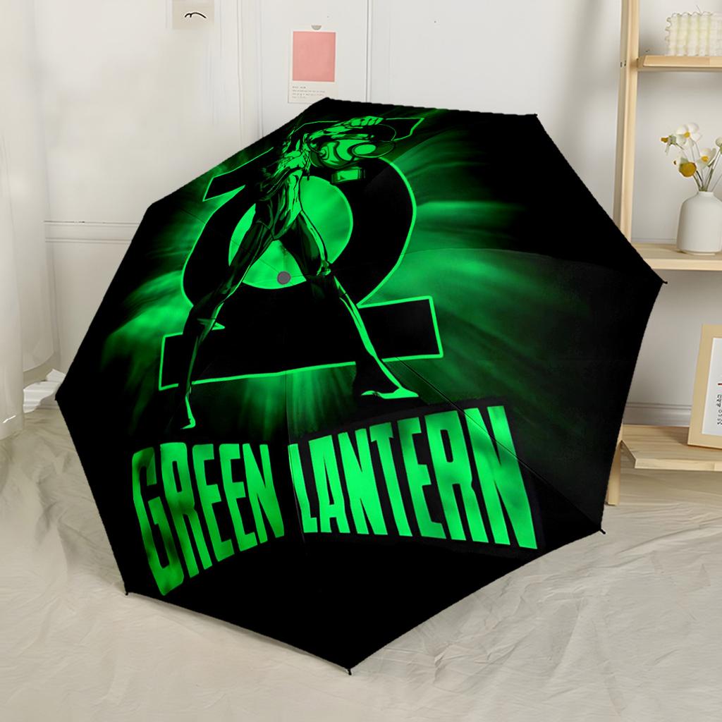 Green Lantern In Space Portable Automatic Umbrella Folding Umbrella with 8 Ribs Compact Design All-Season Travel Vibrant Pattern Umbrella