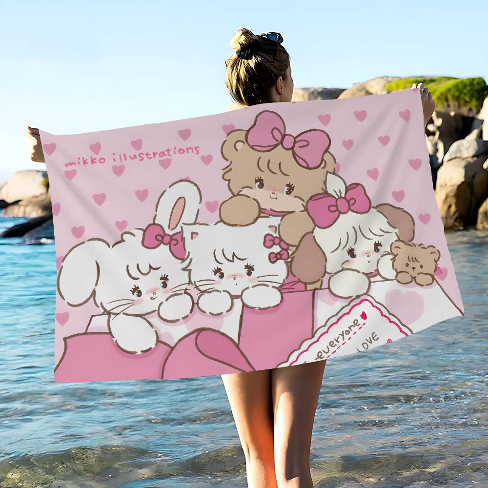 M-Mikko C-Characters Bath Towel Microfiber Soft Water Absorbing Breathable For Girl Kids Decorative Cartoon Beach Towel